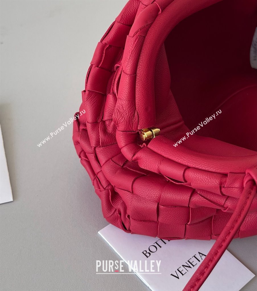 Bottega Veneta Mini Pouch Bag in Wide Intrecciato Leather Red 2023 585852 (YX-231226021)