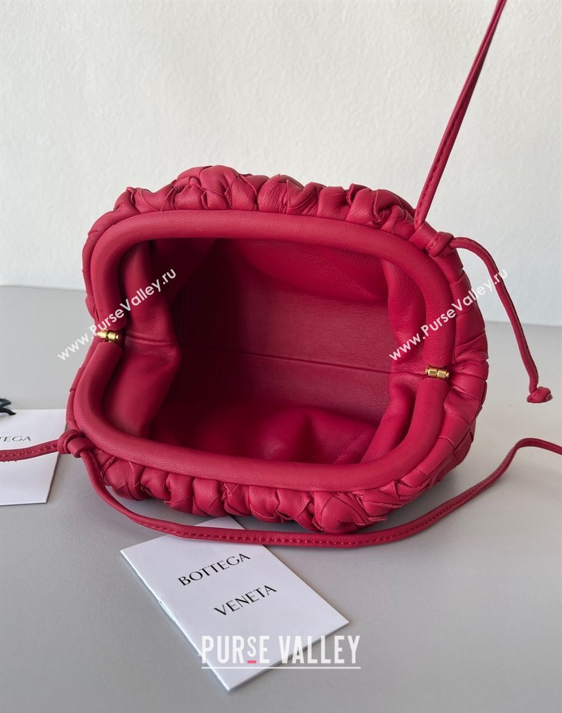 Bottega Veneta Mini Pouch Bag in Wide Intrecciato Leather Red 2023 585852 (YX-231226021)