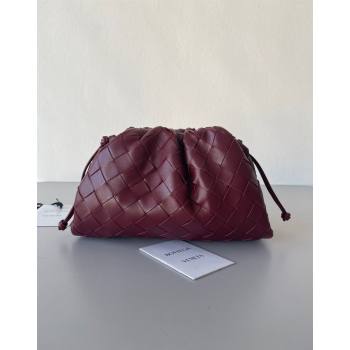 Bottega Veneta Mini Pouch Bag in Wide Intrecciato Leather Barolo Red 2023 585852 (YX-231226028)