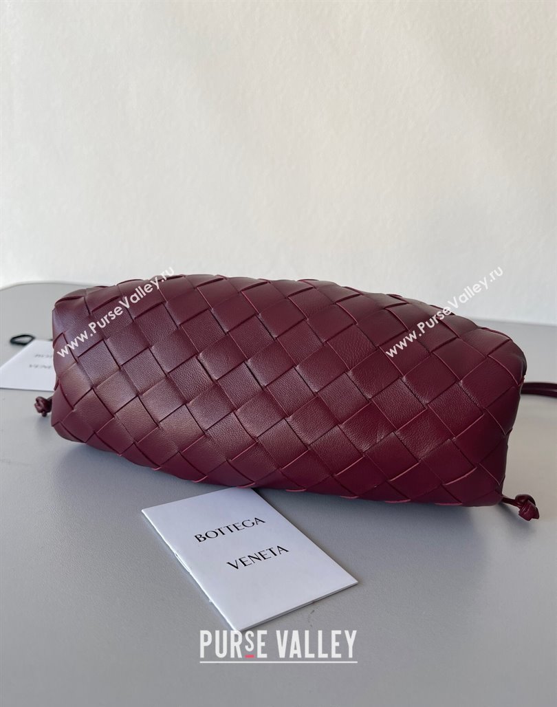 Bottega Veneta Mini Pouch Bag in Wide Intrecciato Leather Barolo Red 2023 585852 (YX-231226028)