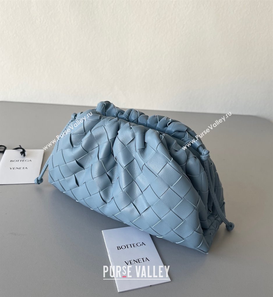 Bottega Veneta Mini Pouch Bag in Wide Intrecciato Leather Light Blue 2023 585852 (YX-231226029)