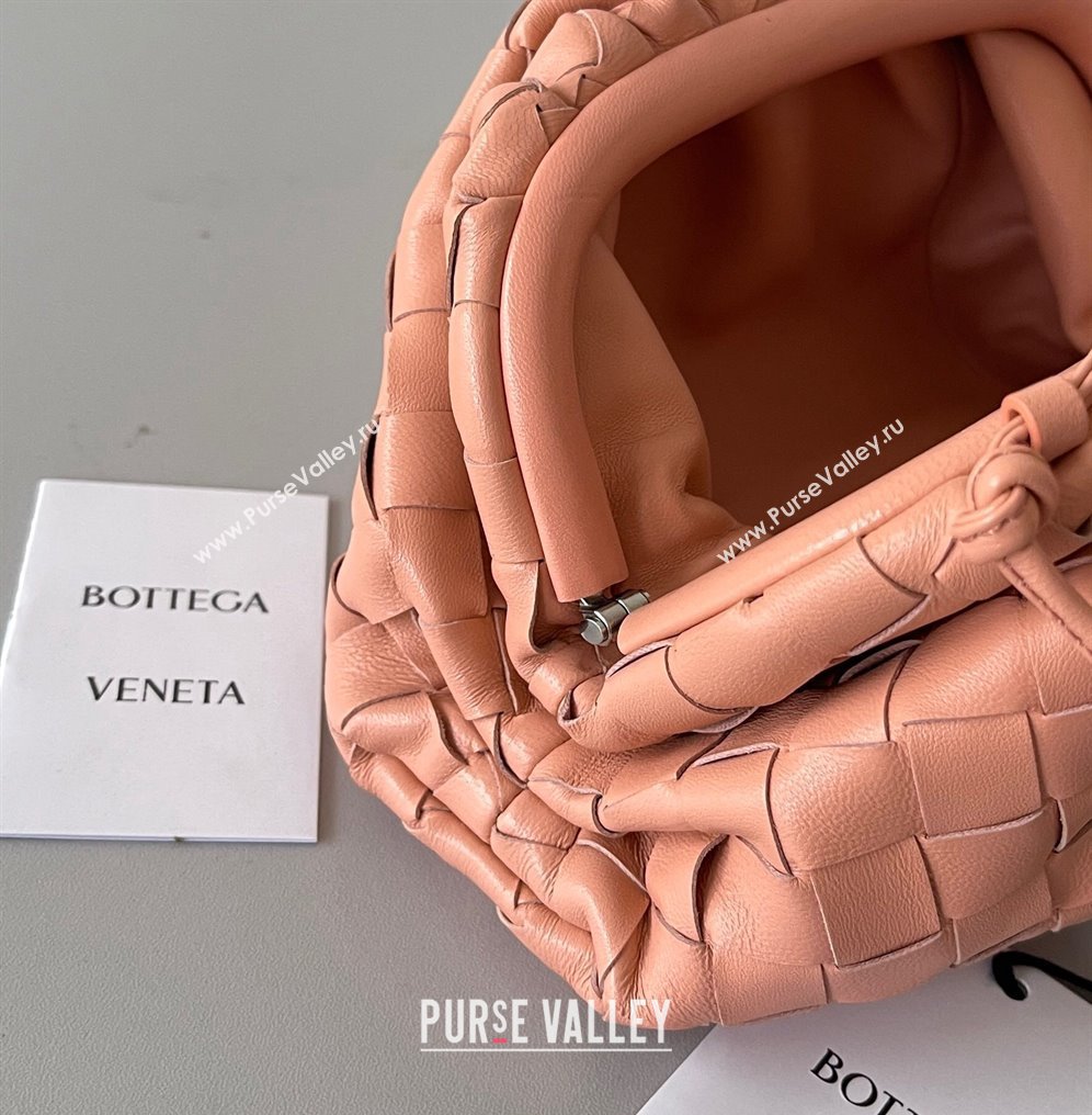 Bottega Veneta Mini Pouch Bag in Wide Intrecciato Leather Peachy Pink 2023 585852 (YX-231226030)