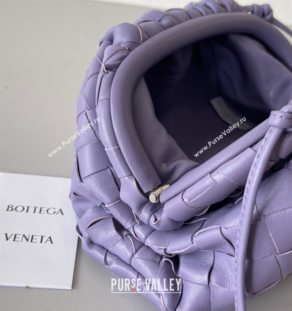 Bottega Veneta Mini Pouch Bag in Wide Intrecciato Leather Purple 2 2023 585852 (YX-231226031)