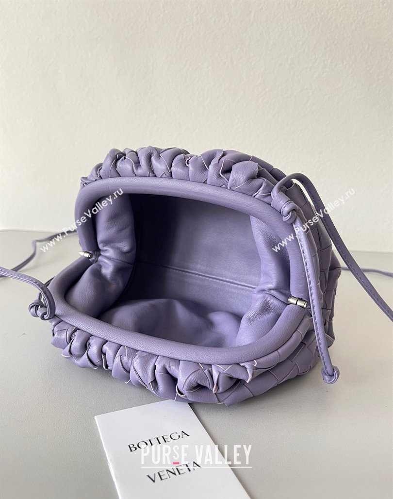 Bottega Veneta Mini Pouch Bag in Wide Intrecciato Leather Purple 2 2023 585852 (YX-231226031)