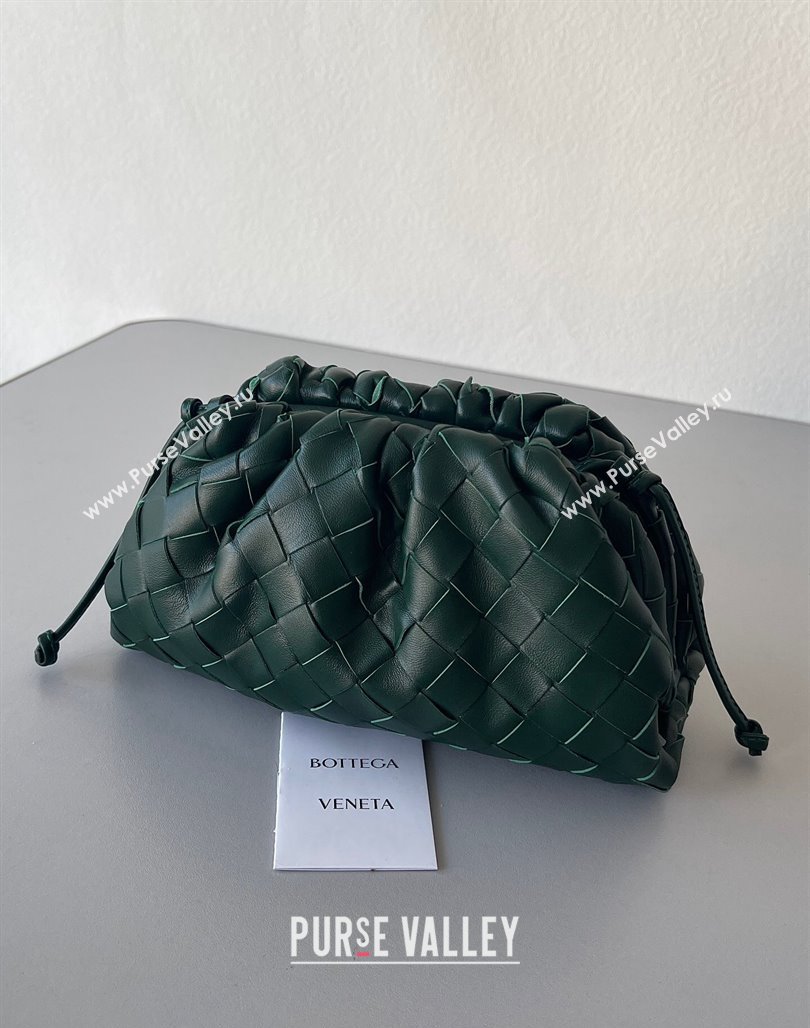 Bottega Veneta Mini Pouch Bag in Wide Intrecciato Leather Raintree Green 2023 585852 (YX-231226032)