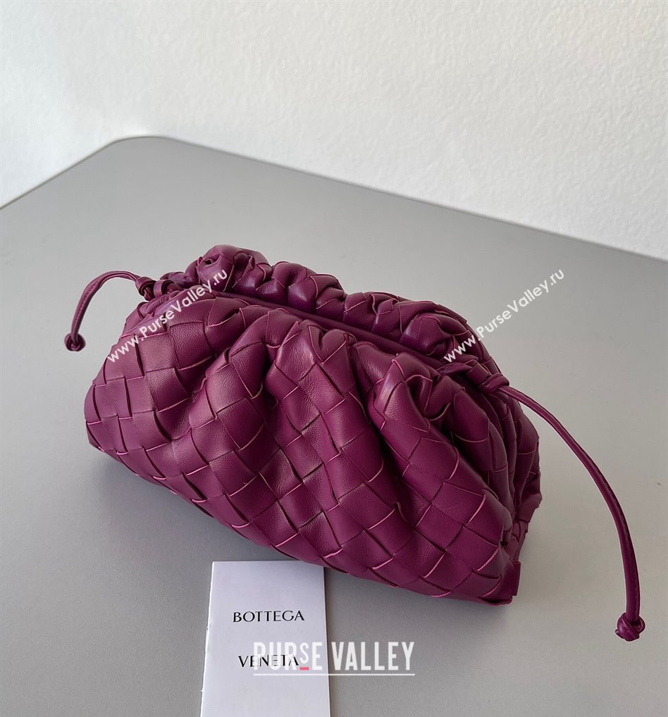 Bottega Veneta Mini Pouch Bag in Wide Intrecciato Leather Dark Purple 2023 585852 (YX-231226033)