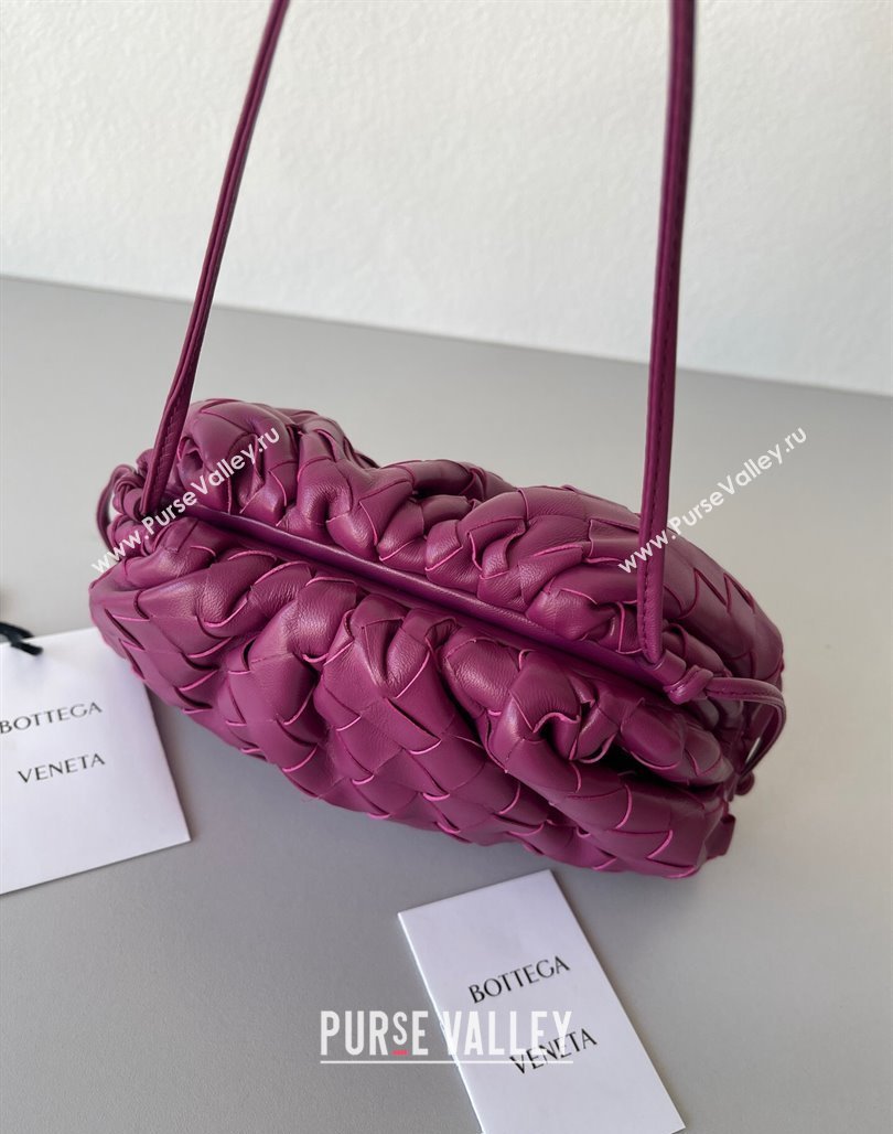 Bottega Veneta Mini Pouch Bag in Wide Intrecciato Leather Dark Purple 2023 585852 (YX-231226033)