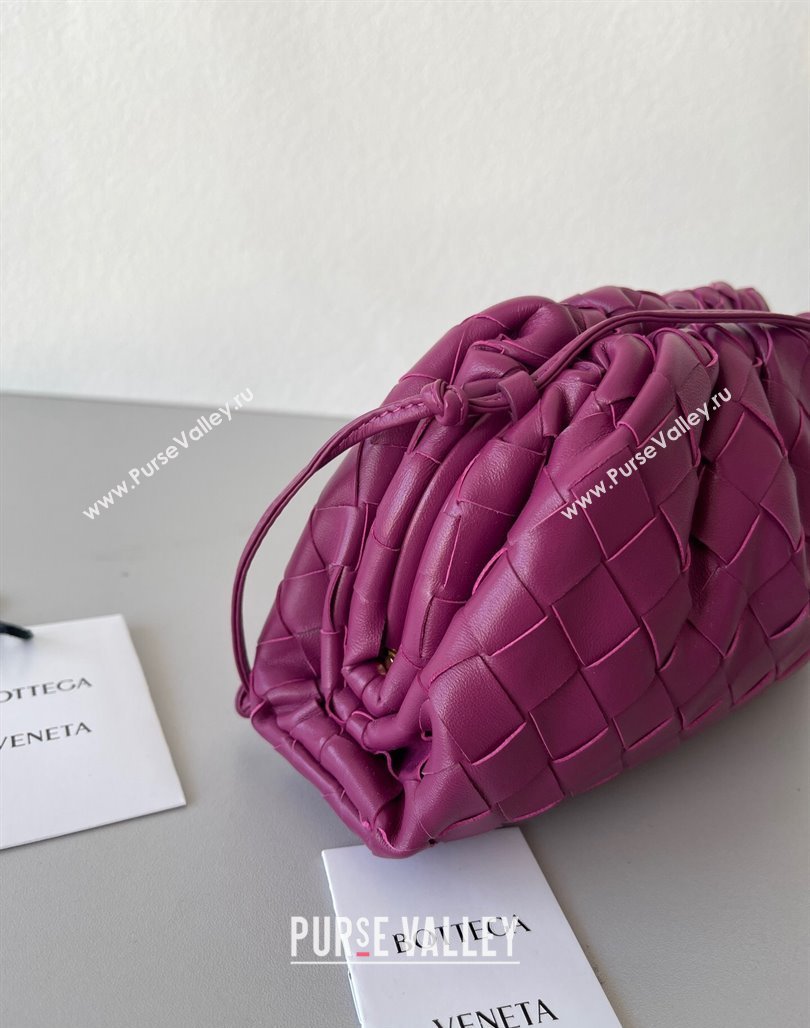 Bottega Veneta Mini Pouch Bag in Wide Intrecciato Leather Dark Purple 2023 585852 (YX-231226033)