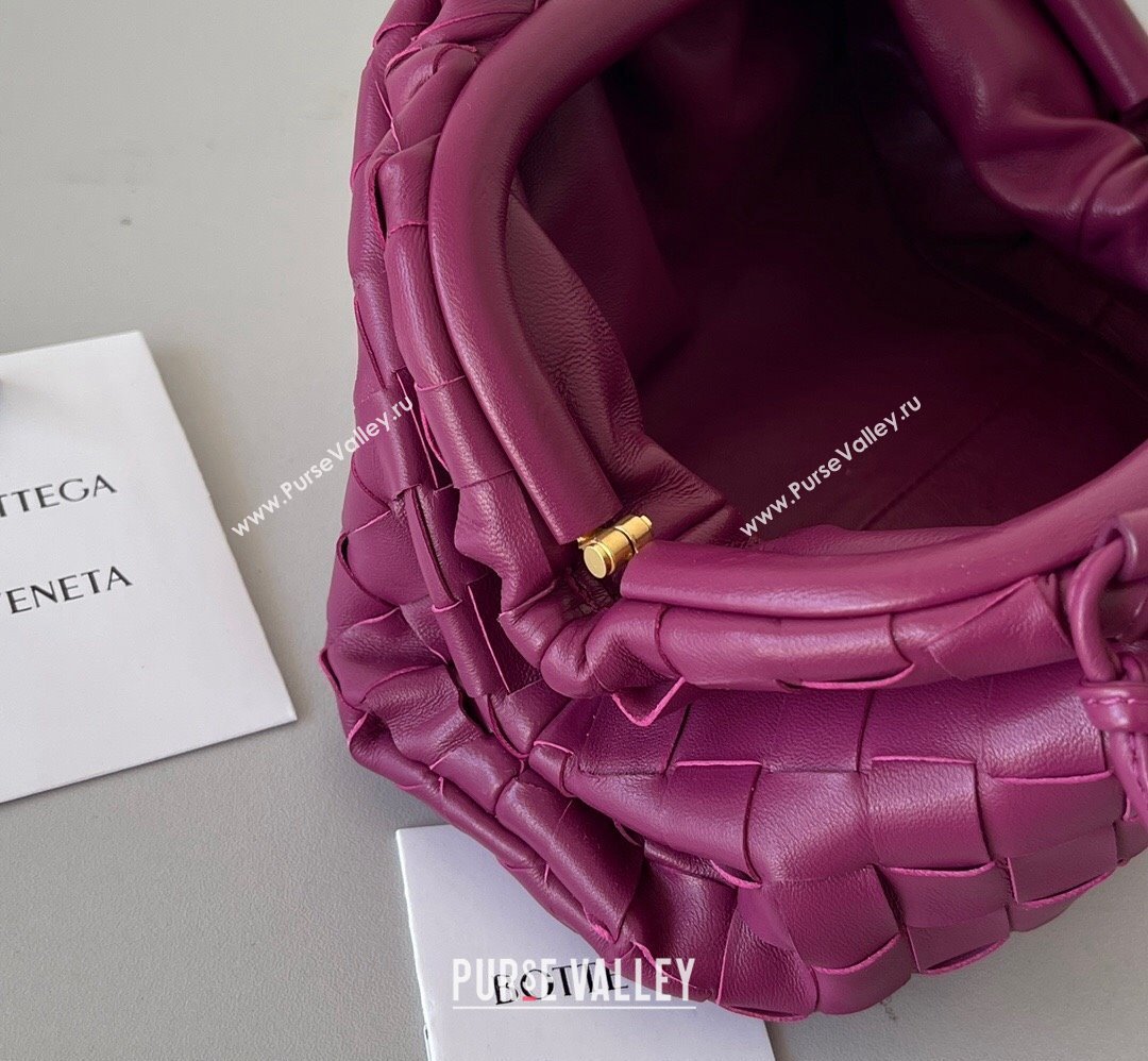 Bottega Veneta Mini Pouch Bag in Wide Intrecciato Leather Dark Purple 2023 585852 (YX-231226033)