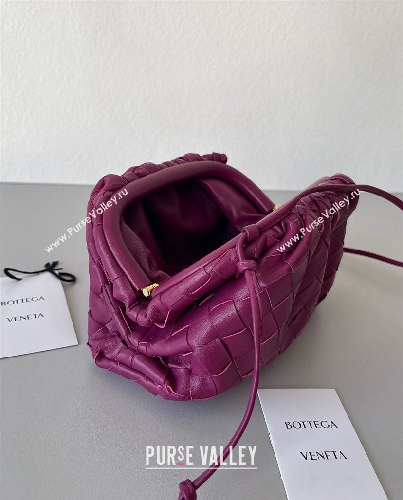 Bottega Veneta Mini Pouch Bag in Wide Intrecciato Leather Dark Purple 2023 585852 (YX-231226033)