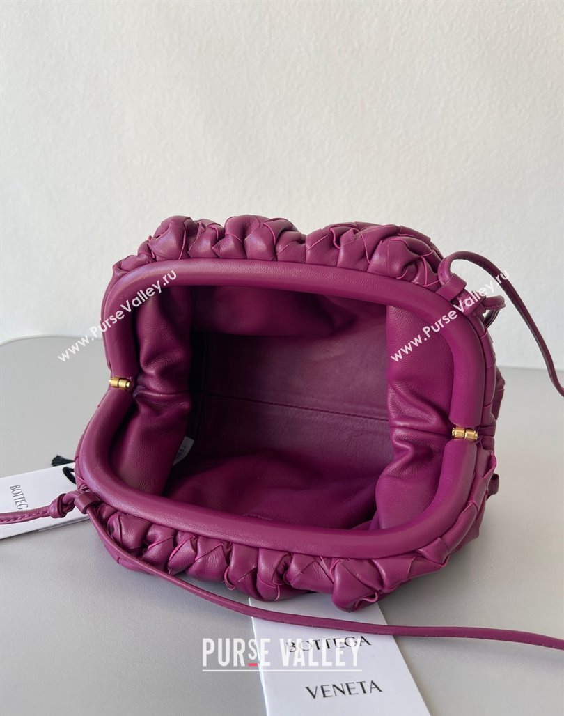 Bottega Veneta Mini Pouch Bag in Wide Intrecciato Leather Dark Purple 2023 585852 (YX-231226033)