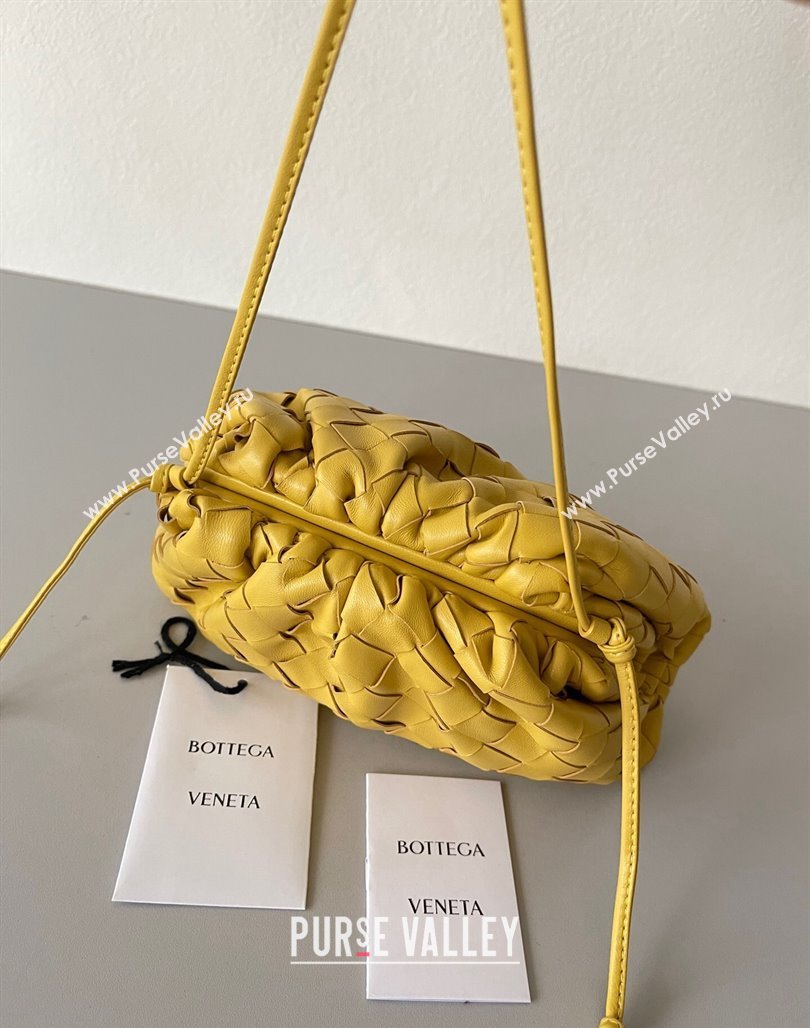 Bottega Veneta Mini Pouch Bag in Wide Intrecciato Leather Yellow 2023 585852 (YX-231226035)