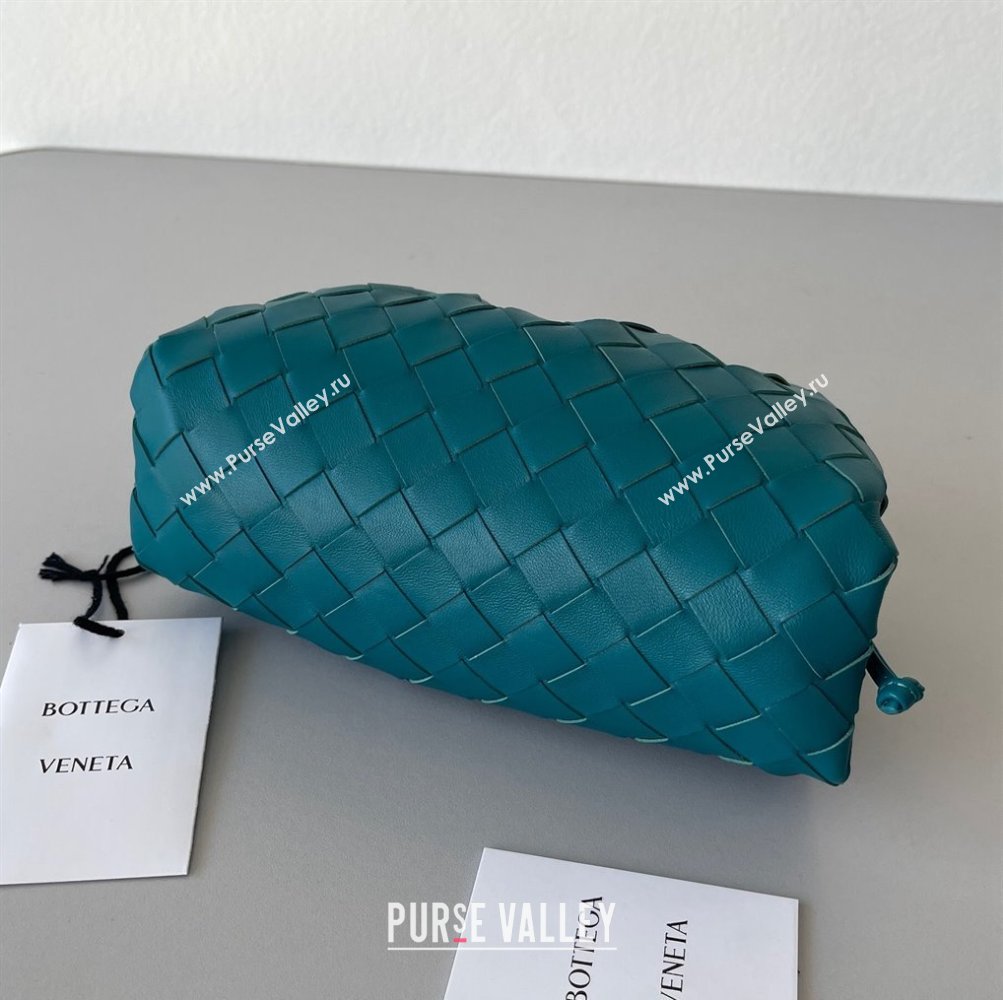 Bottega Veneta Mini Pouch Bag in Wide Intrecciato Leather Peacock Blue 2023 585852 (YX-231226036)