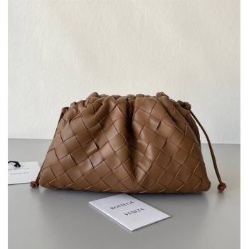 Bottega Veneta Mini Pouch Bag in Wide Intrecciato Leather Taupe Brown 2023 585852 (YX-231226039)