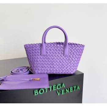 Bottega Veneta Mini Cabat Tote Bag in Intreccio Leather Dark Purple 2023 709464 (YX-231225001)