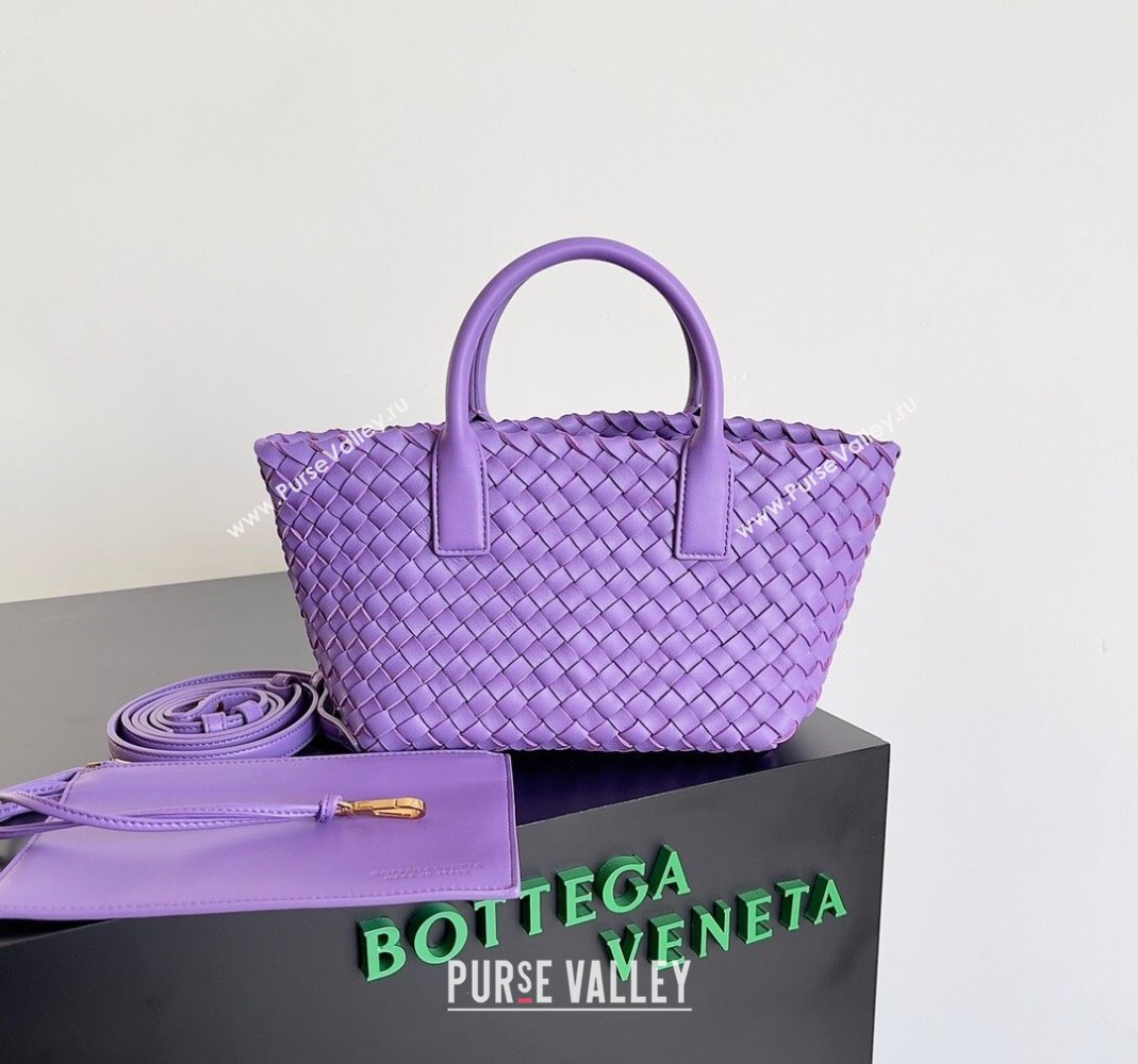 Bottega Veneta Mini Cabat Tote Bag in Intreccio Leather Dark Purple 2023 709464 (YX-231225001)