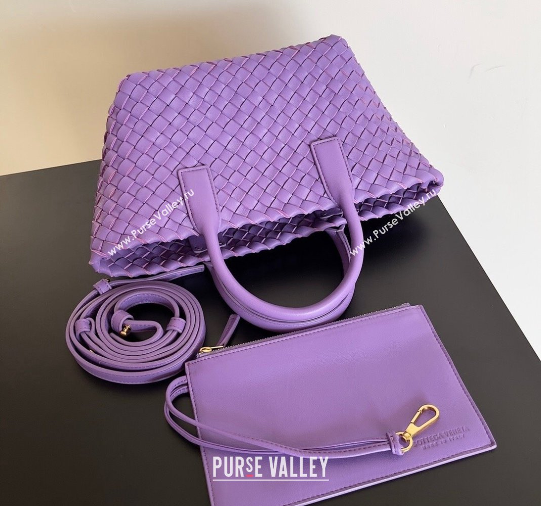 Bottega Veneta Mini Cabat Tote Bag in Intreccio Leather Dark Purple 2023 709464 (YX-231225001)