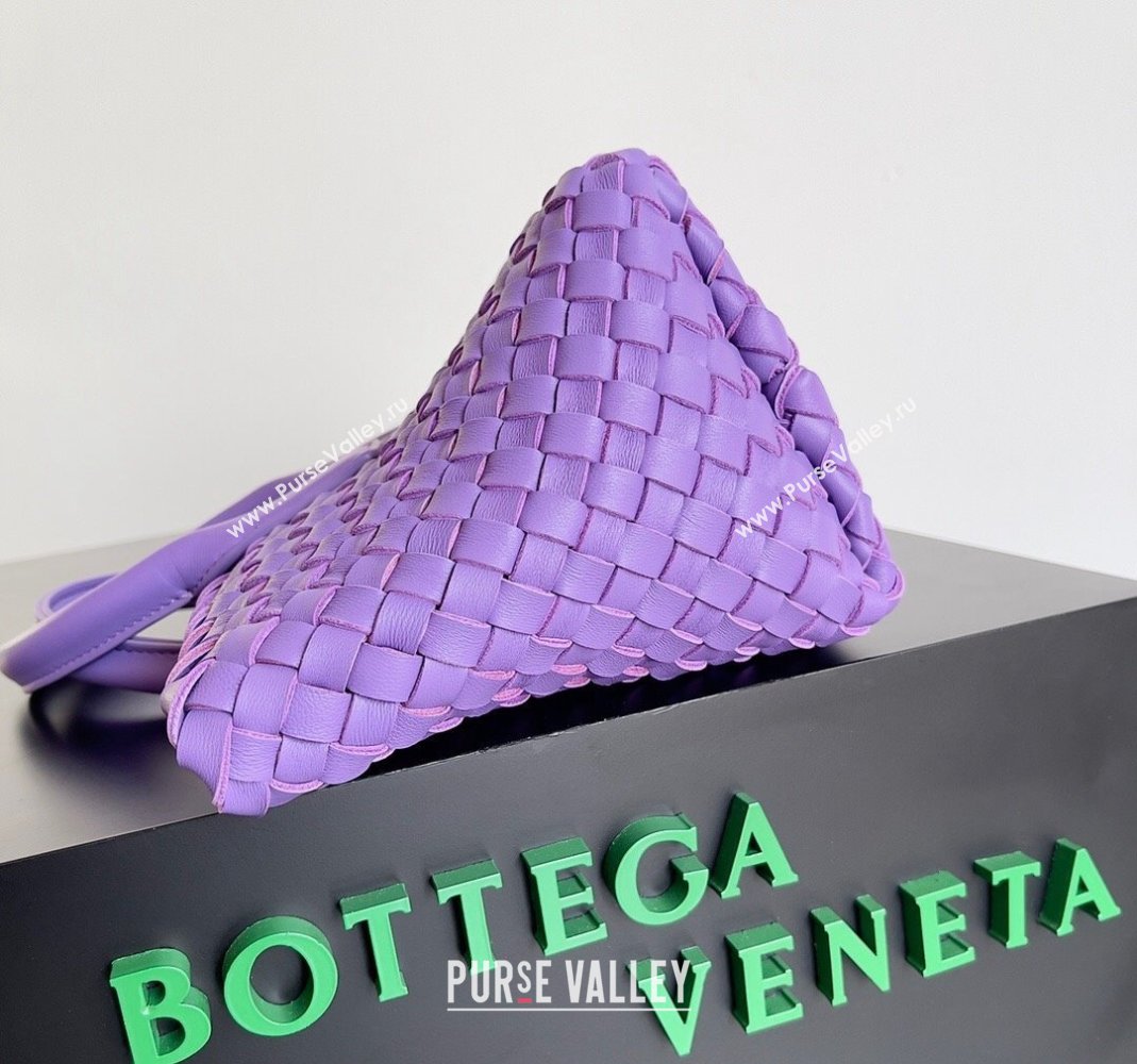 Bottega Veneta Mini Cabat Tote Bag in Intreccio Leather Dark Purple 2023 709464 (YX-231225001)