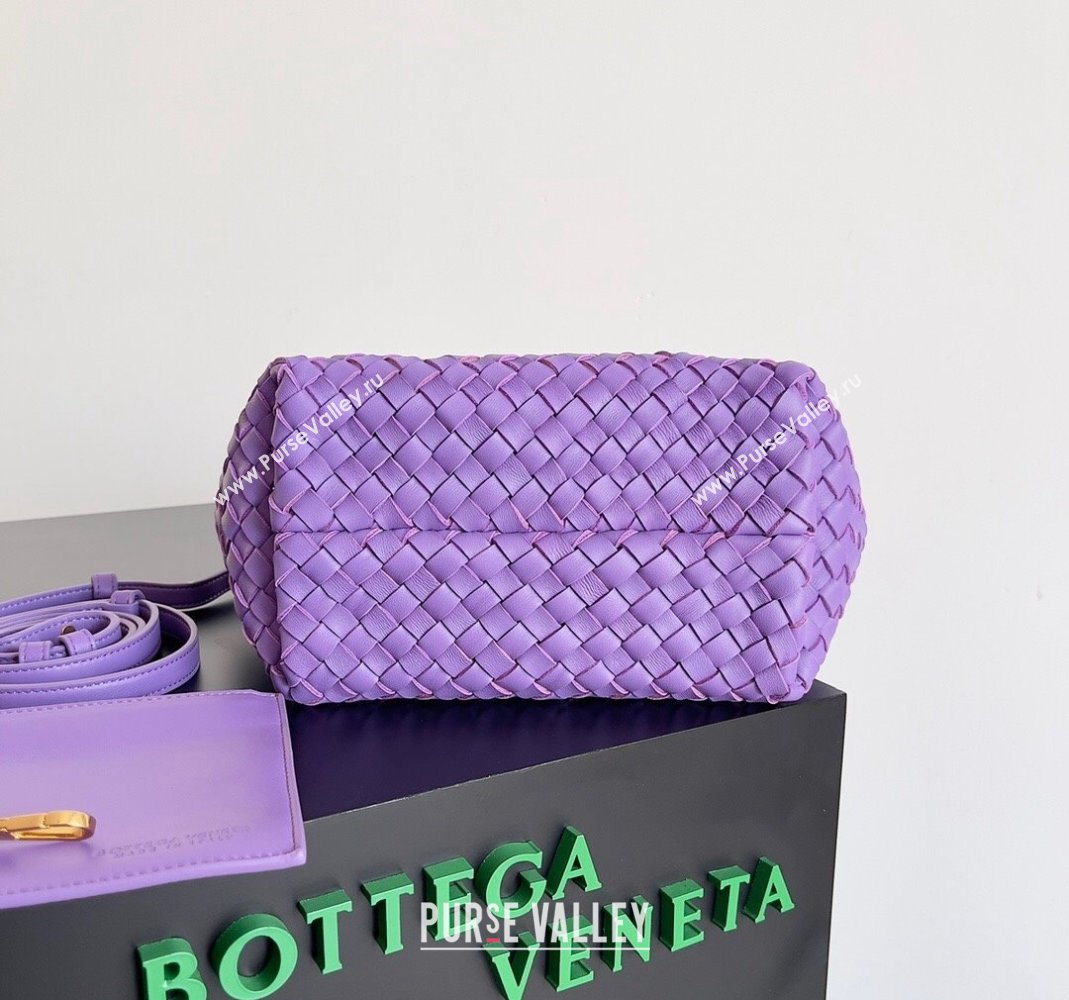 Bottega Veneta Mini Cabat Tote Bag in Intreccio Leather Dark Purple 2023 709464 (YX-231225001)