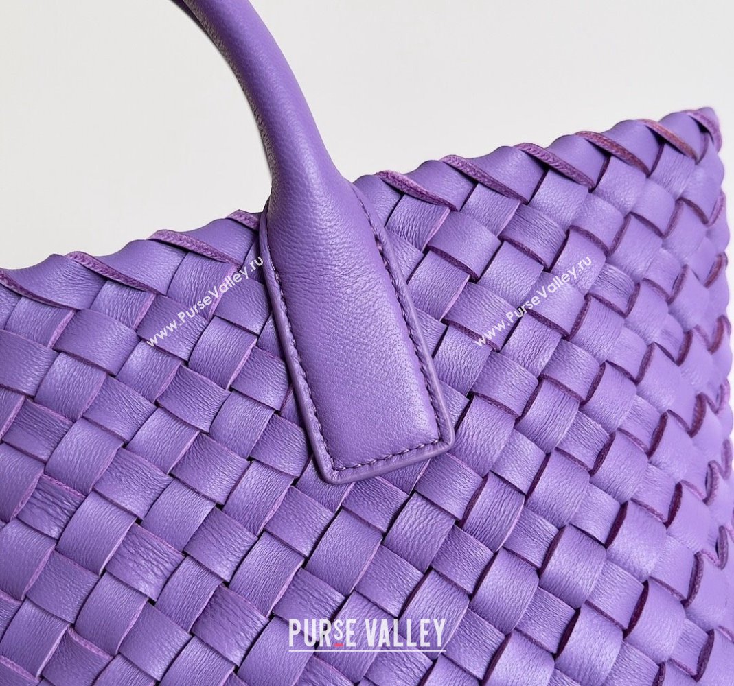 Bottega Veneta Mini Cabat Tote Bag in Intreccio Leather Dark Purple 2023 709464 (YX-231225001)