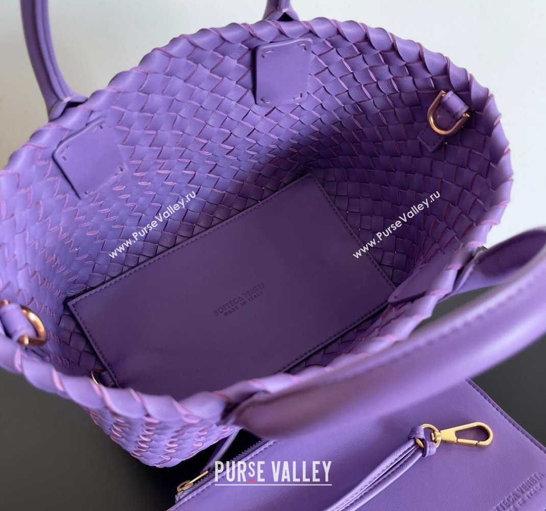 Bottega Veneta Mini Cabat Tote Bag in Intreccio Leather Dark Purple 2023 709464 (YX-231225001)