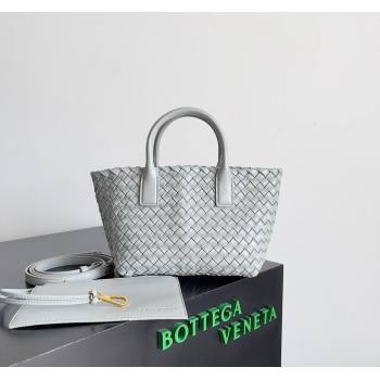 Bottega Veneta Mini Cabat Tote Bag in Intreccio Leather Light Grey 2023 709464 (YX-231225002)