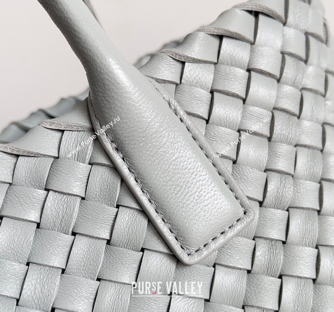 Bottega Veneta Mini Cabat Tote Bag in Intreccio Leather Light Grey 2023 709464 (YX-231225002)