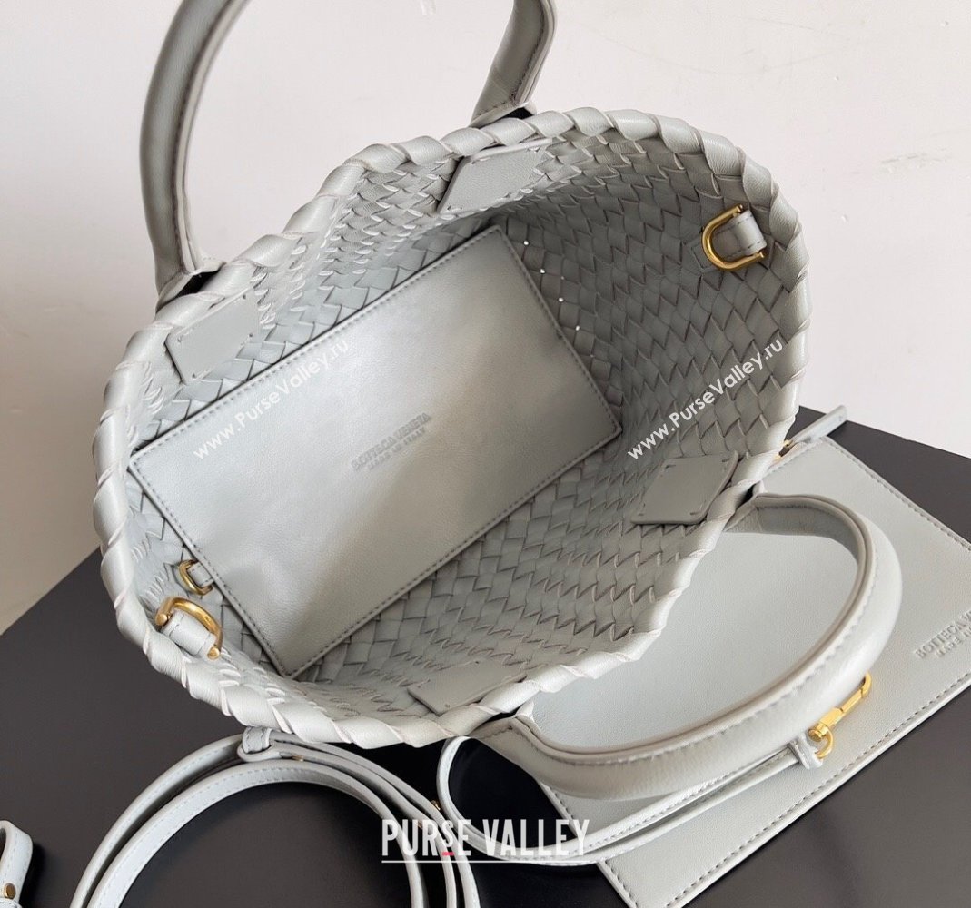 Bottega Veneta Mini Cabat Tote Bag in Intreccio Leather Light Grey 2023 709464 (YX-231225002)