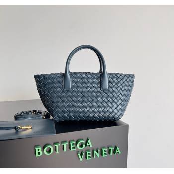 Bottega Veneta Mini Cabat Tote Bag in Intreccio Leather Dark Blue 2023 709464 (YX-231225003)