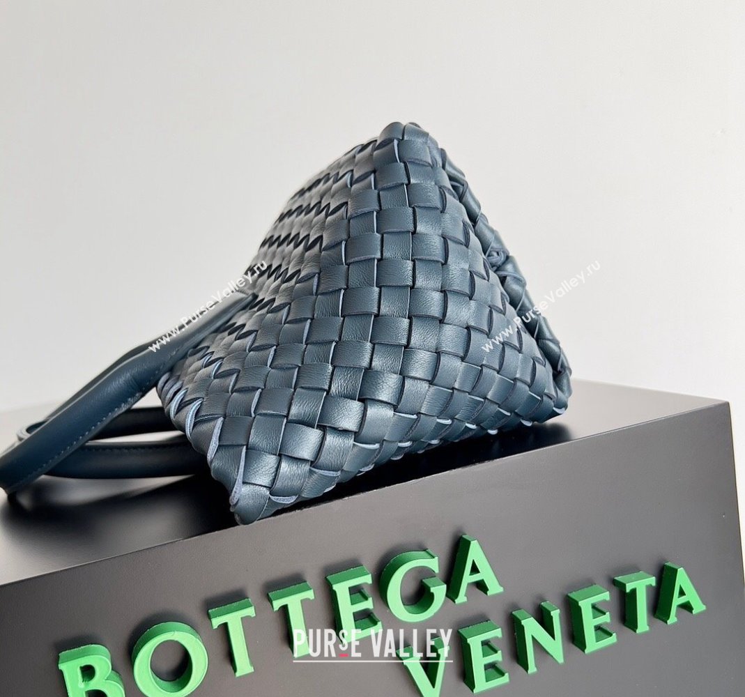 Bottega Veneta Mini Cabat Tote Bag in Intreccio Leather Dark Blue 2023 709464 (YX-231225003)