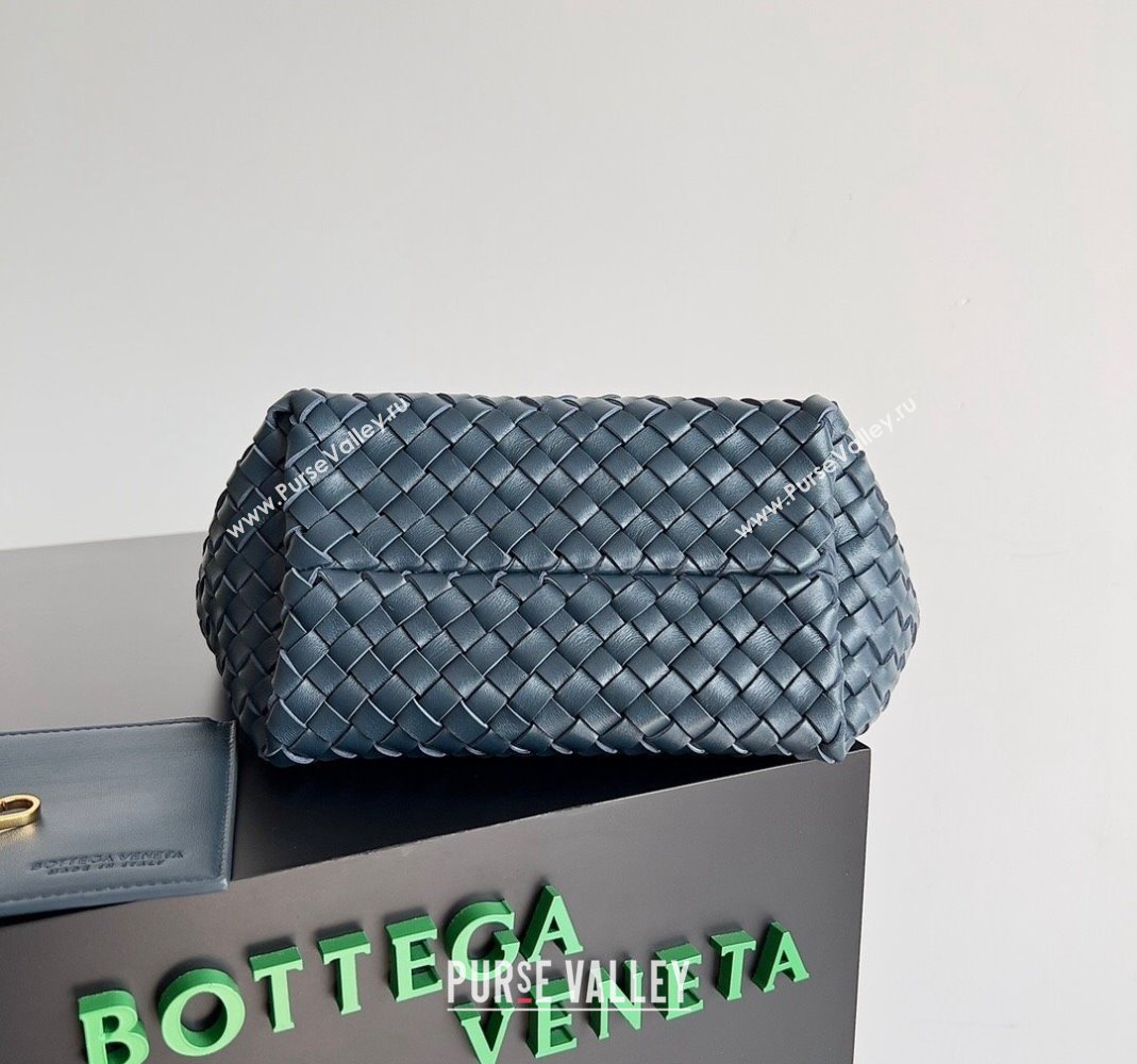 Bottega Veneta Mini Cabat Tote Bag in Intreccio Leather Dark Blue 2023 709464 (YX-231225003)