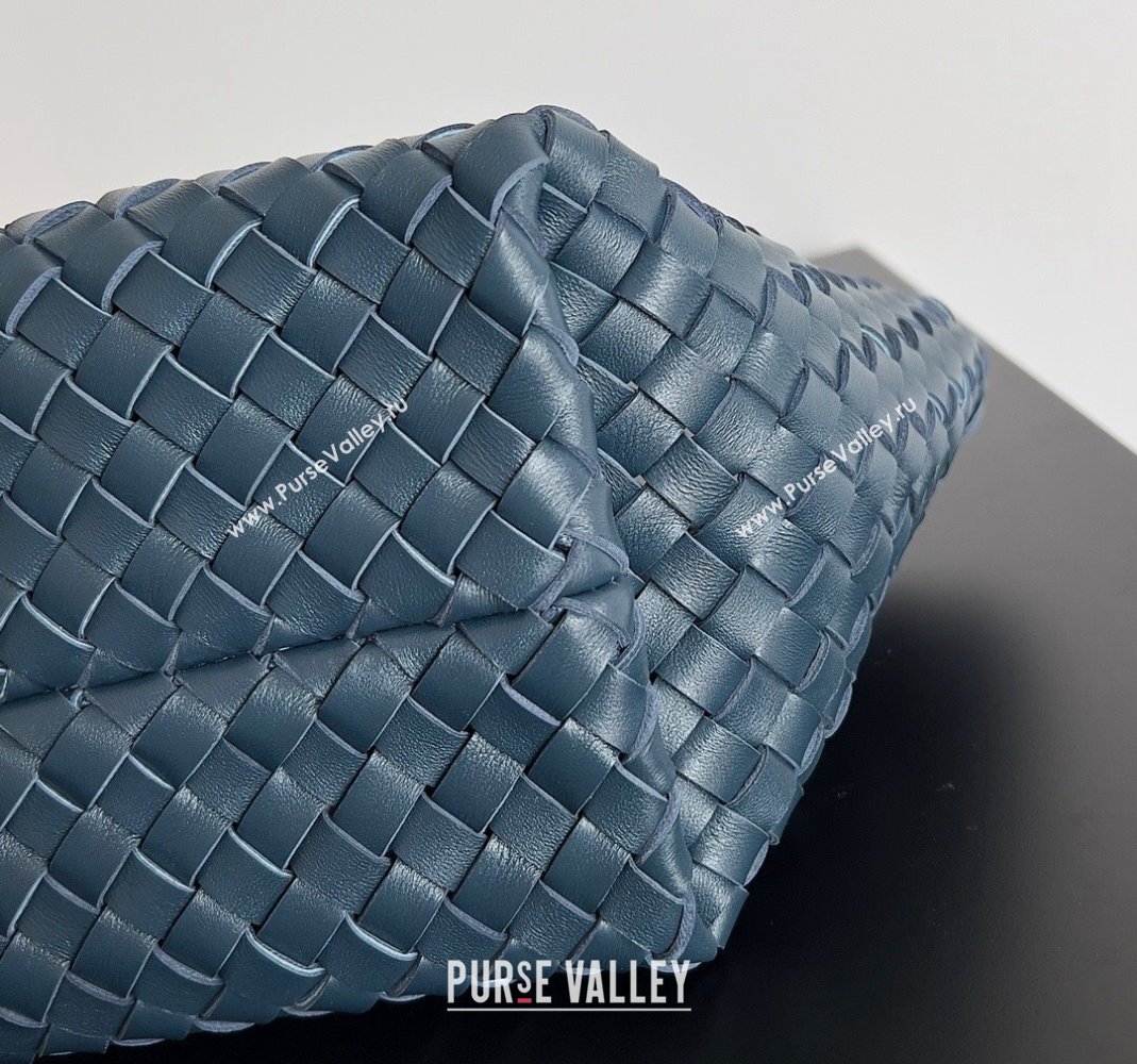 Bottega Veneta Mini Cabat Tote Bag in Intreccio Leather Dark Blue 2023 709464 (YX-231225003)