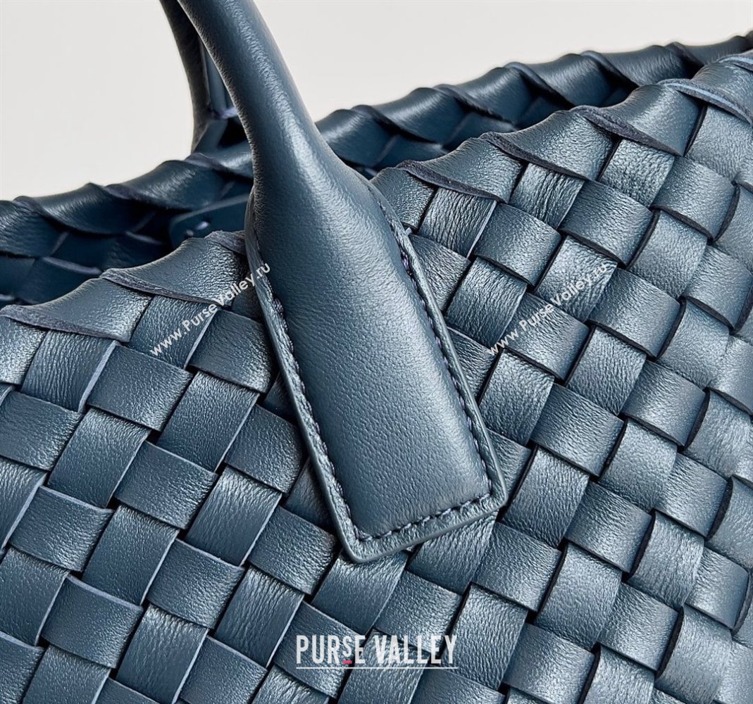 Bottega Veneta Mini Cabat Tote Bag in Intreccio Leather Dark Blue 2023 709464 (YX-231225003)