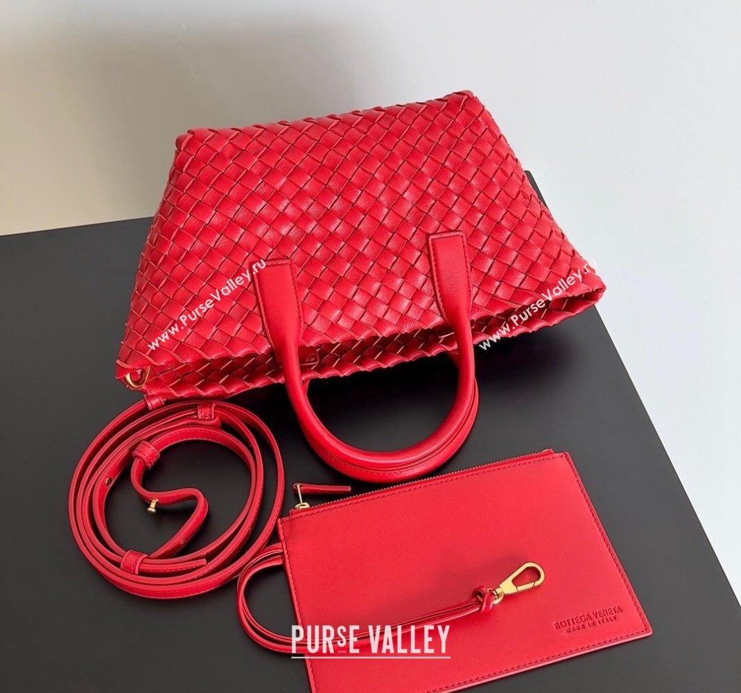 Bottega Veneta Mini Cabat Tote Bag in Intreccio Leather Red 2023 709464 (YX-231225004)