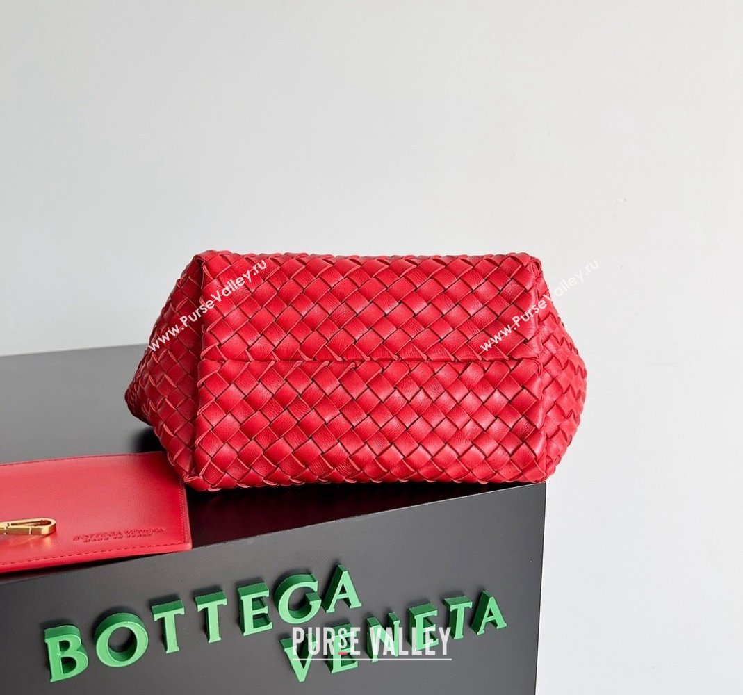 Bottega Veneta Mini Cabat Tote Bag in Intreccio Leather Red 2023 709464 (YX-231225004)