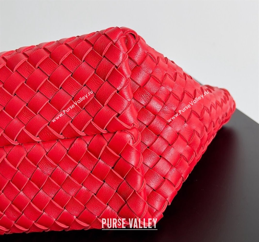 Bottega Veneta Mini Cabat Tote Bag in Intreccio Leather Red 2023 709464 (YX-231225004)