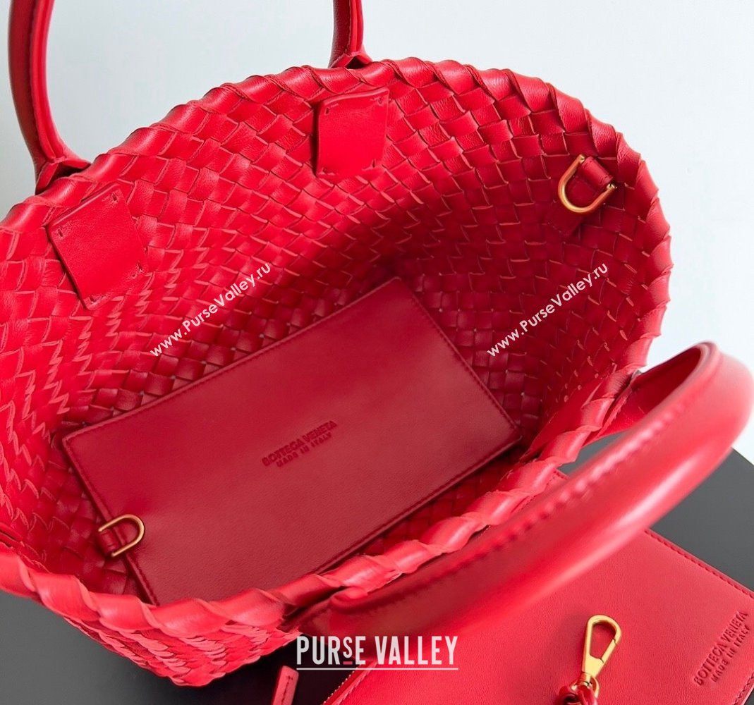 Bottega Veneta Mini Cabat Tote Bag in Intreccio Leather Red 2023 709464 (YX-231225004)