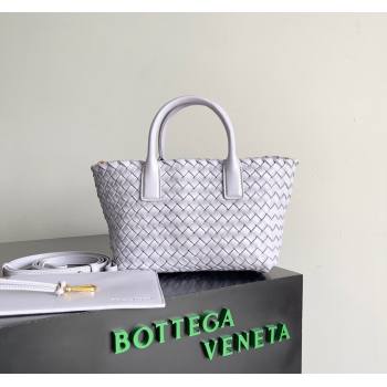 Bottega Veneta Mini Cabat Tote Bag in Intreccio Leather Oyster Purple 2023 709464 (YX-231225005)