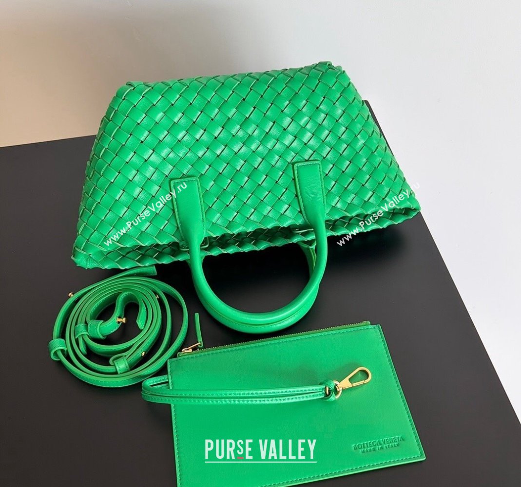 Bottega Veneta Mini Cabat Tote Bag in Intreccio Leather Parakeet Green 2023 709464 (YX-231225006)