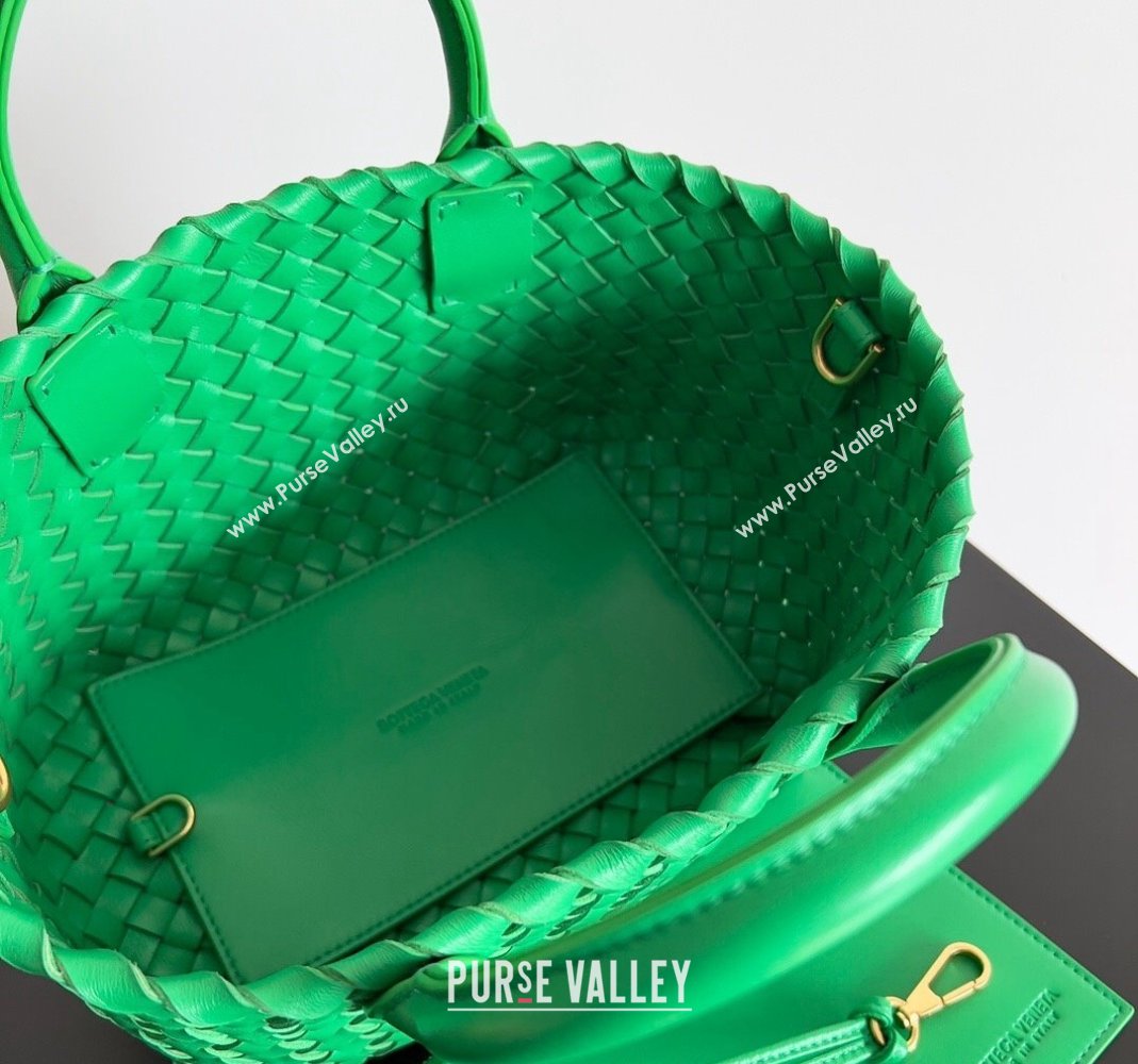 Bottega Veneta Mini Cabat Tote Bag in Intreccio Leather Parakeet Green 2023 709464 (YX-231225006)