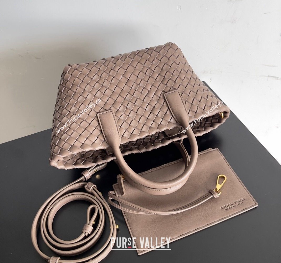 Bottega Veneta Mini Cabat Tote Bag in Intreccio Leather Taupe Grey 2023 709464 (YX-231225007)