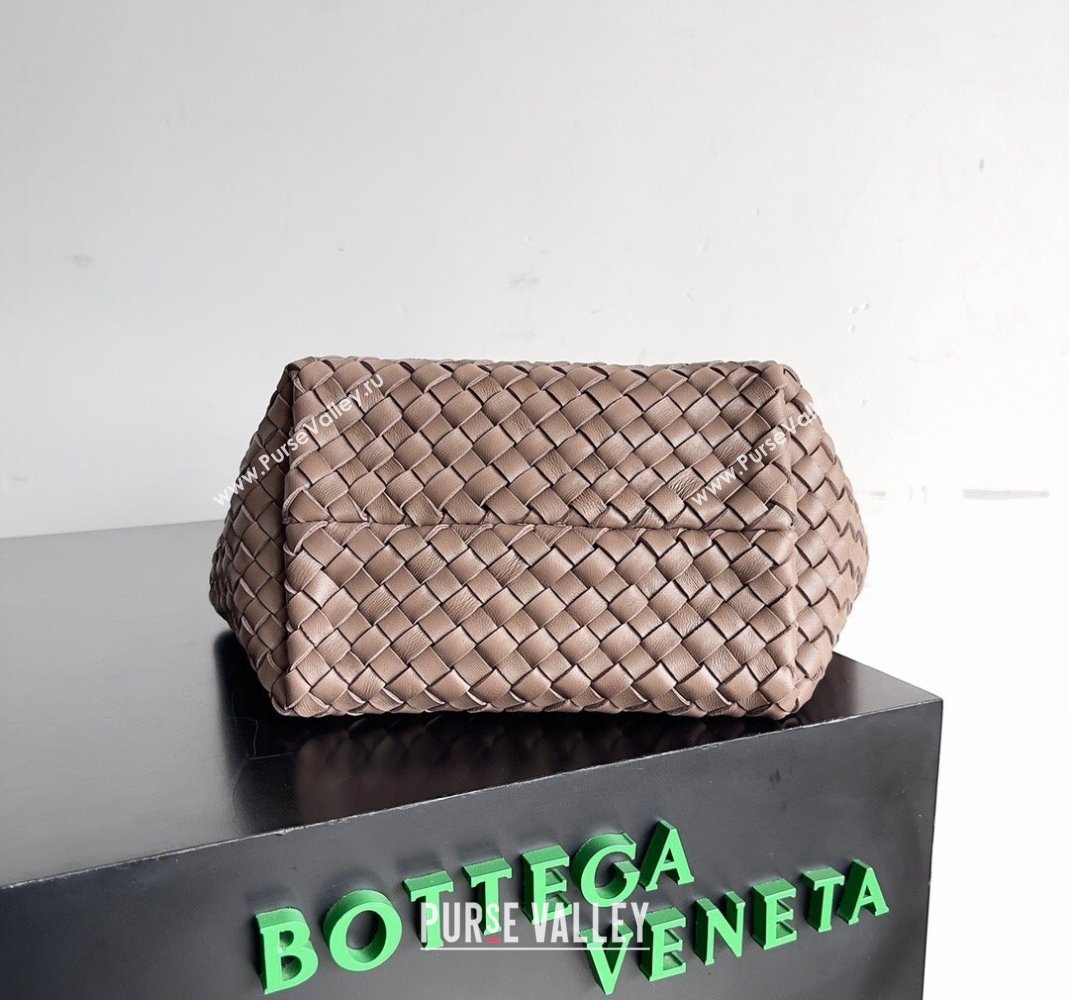 Bottega Veneta Mini Cabat Tote Bag in Intreccio Leather Taupe Grey 2023 709464 (YX-231225007)