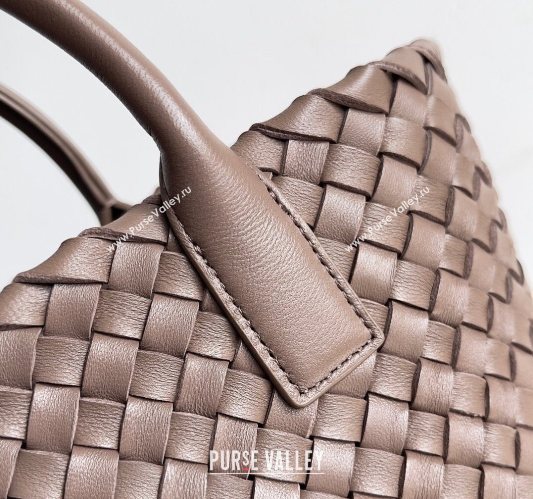 Bottega Veneta Mini Cabat Tote Bag in Intreccio Leather Taupe Grey 2023 709464 (YX-231225007)