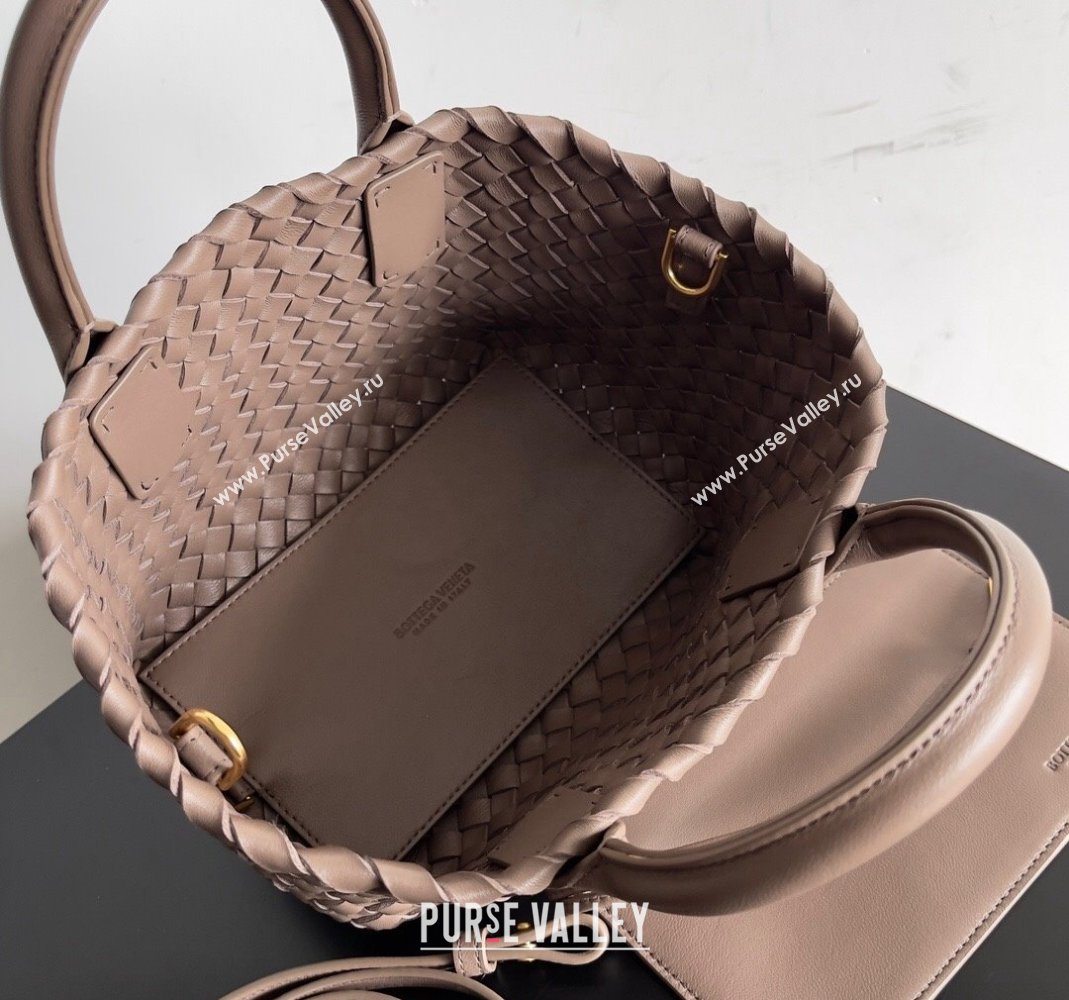 Bottega Veneta Mini Cabat Tote Bag in Intreccio Leather Taupe Grey 2023 709464 (YX-231225007)