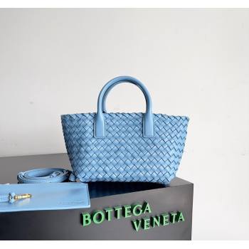 Bottega Veneta Mini Cabat Tote Bag in Intreccio Leather Windswept Blue 2023 709464 (YX-231225008)