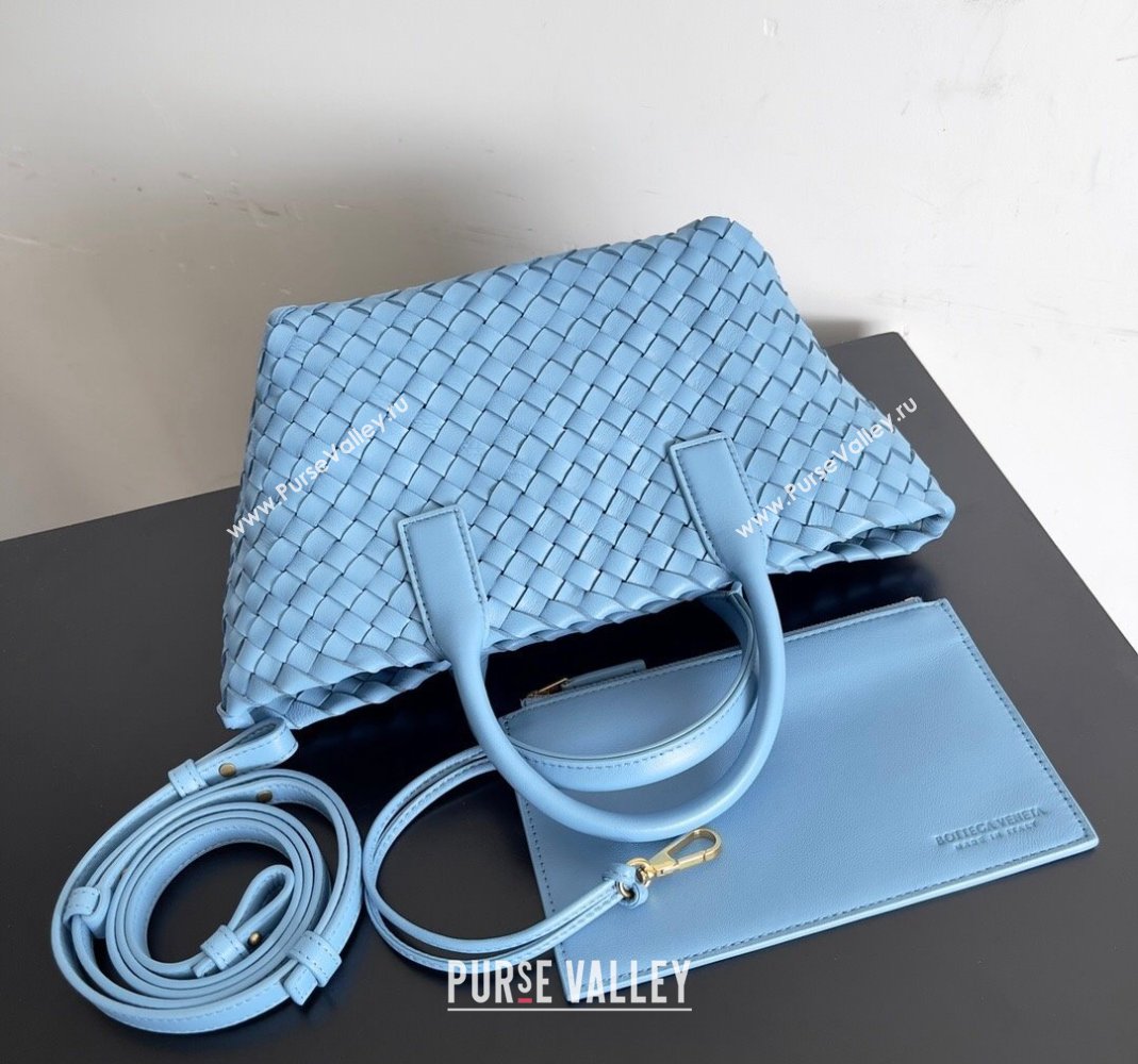 Bottega Veneta Mini Cabat Tote Bag in Intreccio Leather Windswept Blue 2023 709464 (YX-231225008)