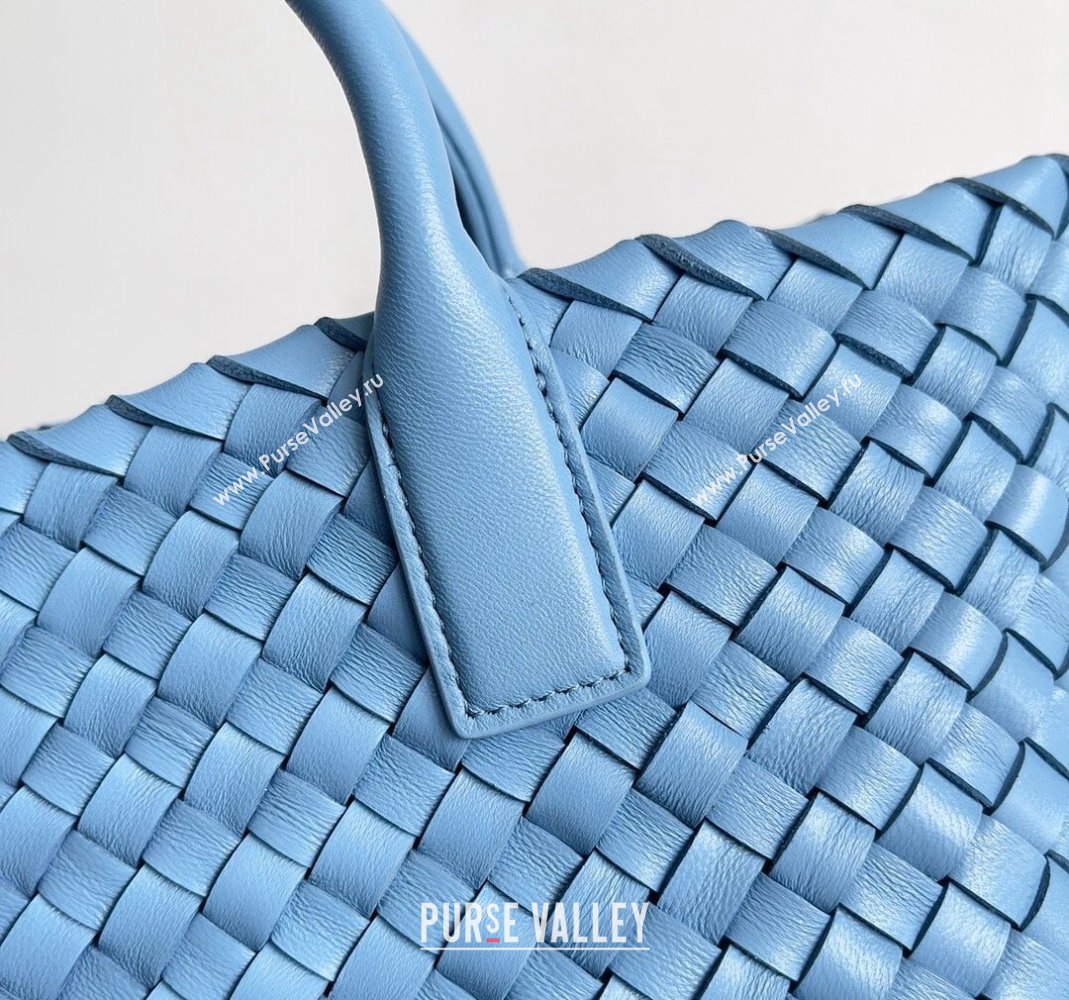 Bottega Veneta Mini Cabat Tote Bag in Intreccio Leather Windswept Blue 2023 709464 (YX-231225008)