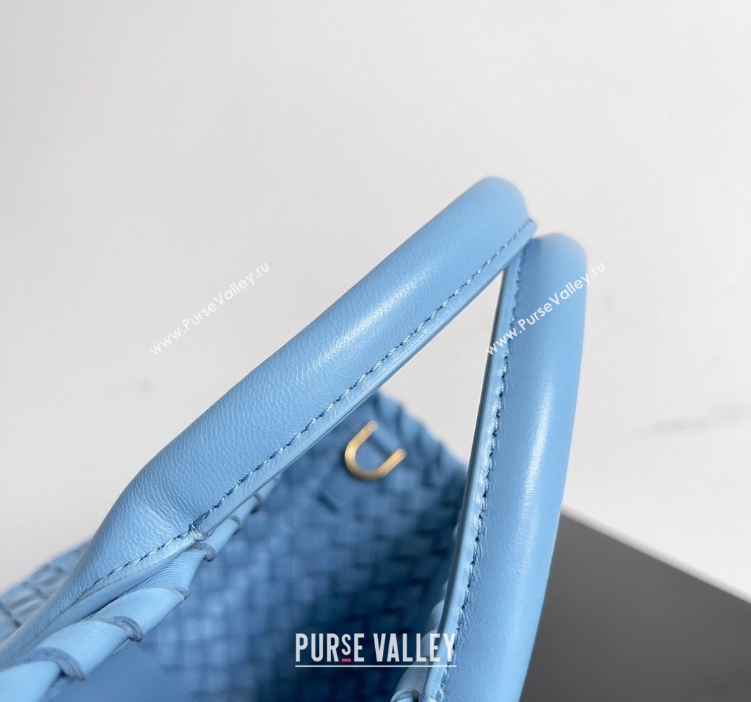 Bottega Veneta Mini Cabat Tote Bag in Intreccio Leather Windswept Blue 2023 709464 (YX-231225008)