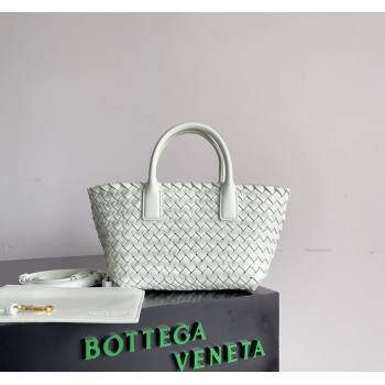 Bottega Veneta Mini Cabat Tote Bag in Intreccio Leather Glacier Green 2023 709464 (YX-231225009)