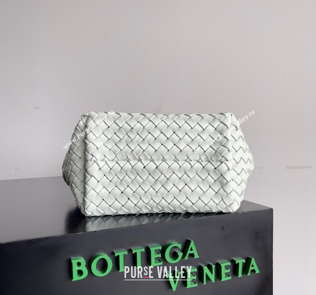 Bottega Veneta Mini Cabat Tote Bag in Intreccio Leather Glacier Green 2023 709464 (YX-231225009)